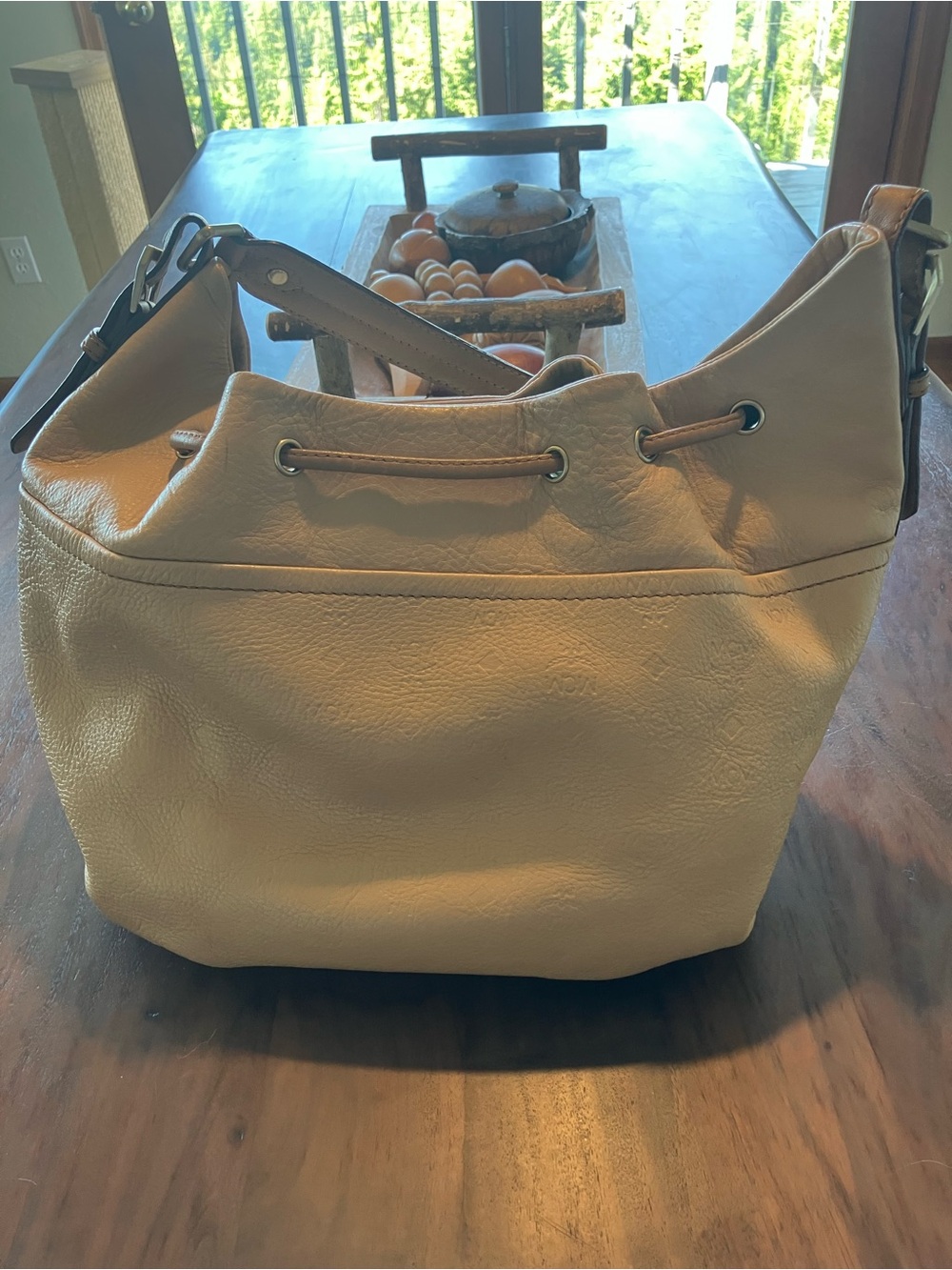 MCM Tan Drawstring Leather Shoulder Hobo - Picture 4 of 7